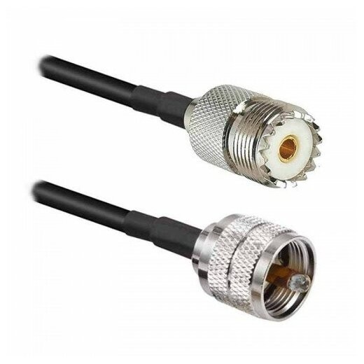 Кабельная сборка 50 Ом на RG-58 с разъемами UHF-male (PL259) - UHF-female (SO239), 1 метр